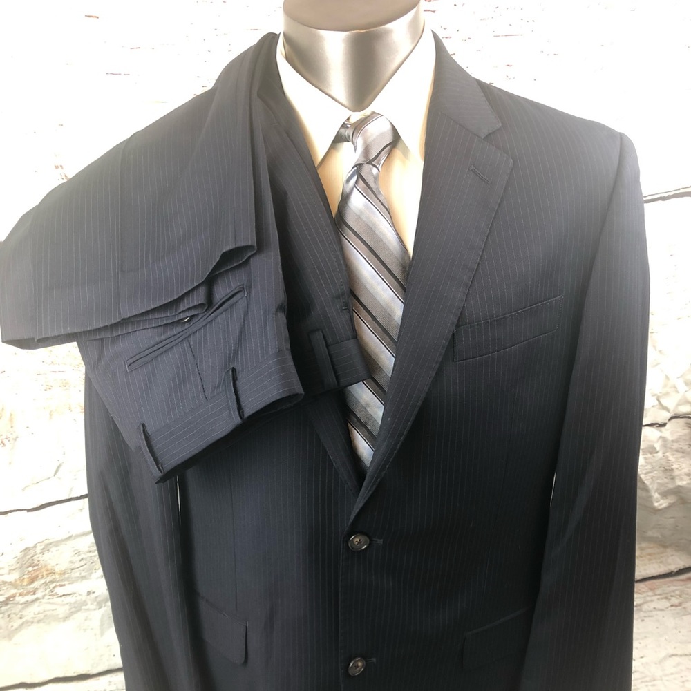 Lauren Ralph Lauren Silver Label Mens Suit Blazer 42L 2BTN Navy Pinstripe 36X31